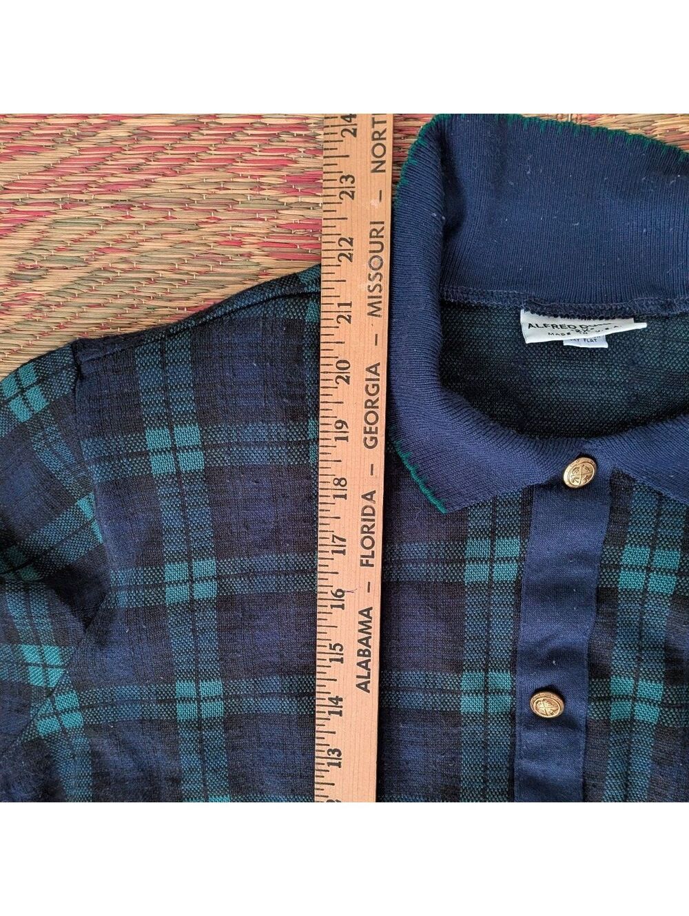 1990s Blackwatch Plaid Knit Nautical Button Sweater Jacket Vintage Size 2X - Picture 7 of 7